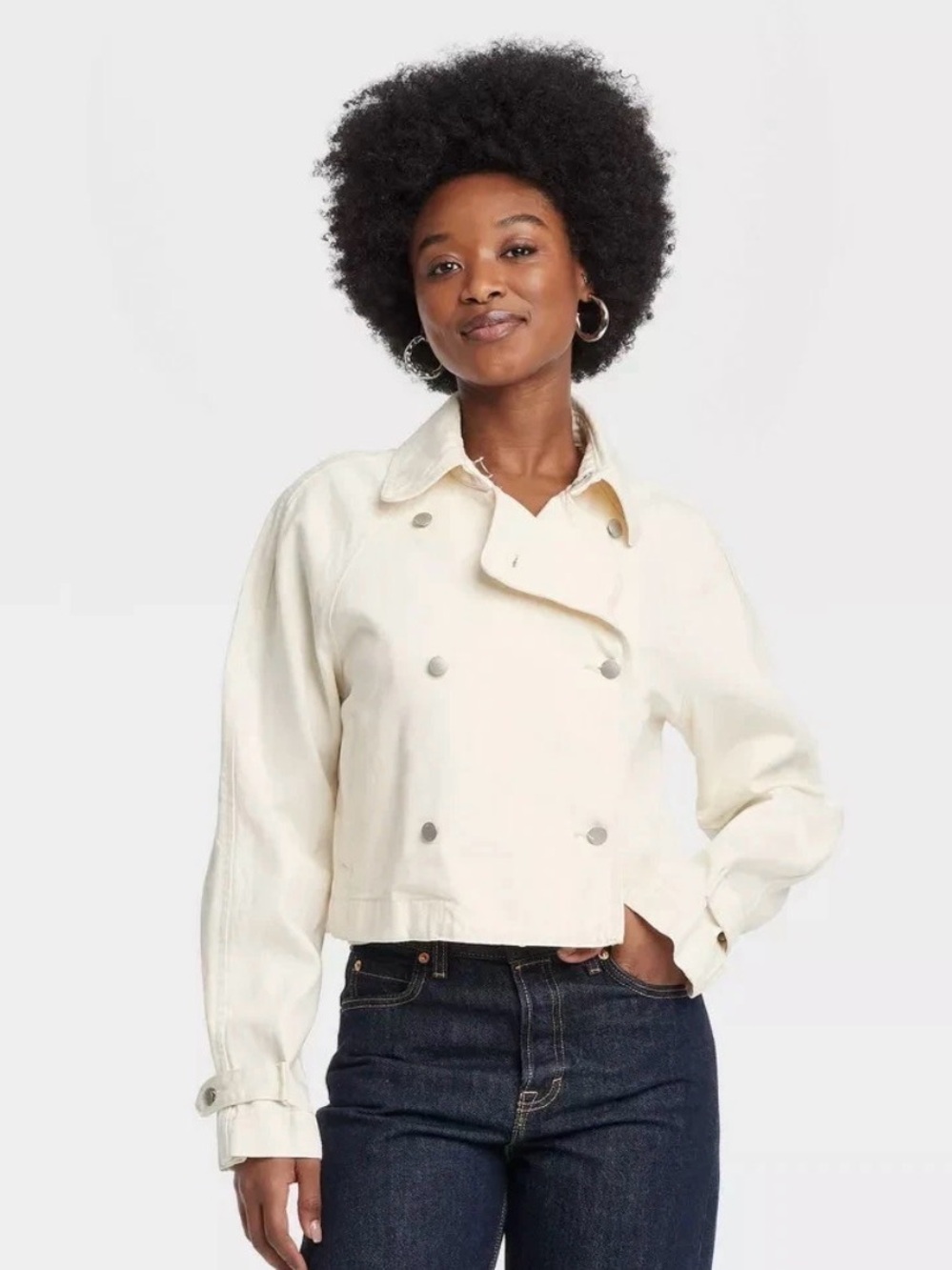 Universal Thread Denim Cropped Trench Jacket